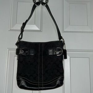 COACH Nylon Purse with Leather Trim and Silver Buckels